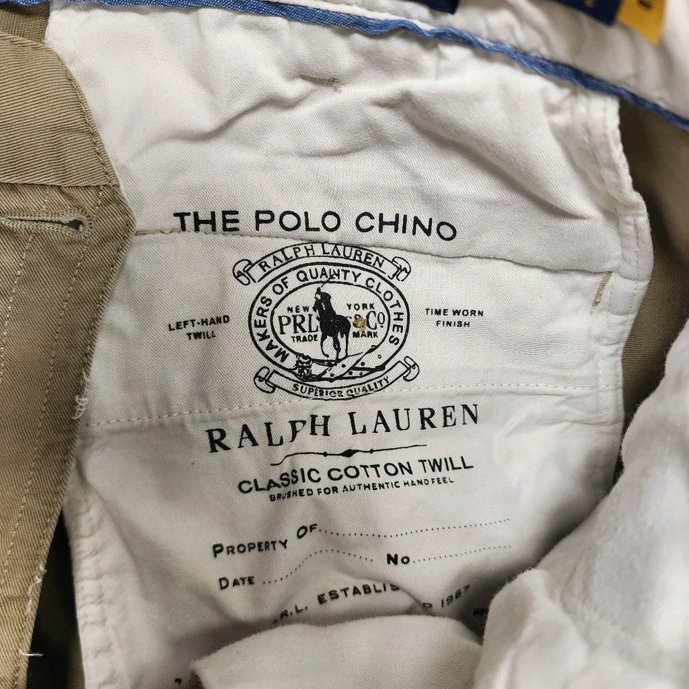 Polo Ralph Lauren Beige Cotton Flat Front Casual Pants Men's‎ Solid 36/34